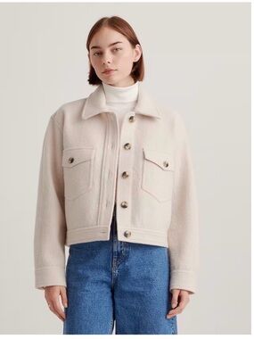 Wilfred Wool Cream Textured Button-Front Jean Jacket